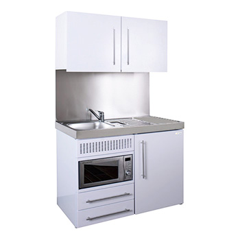 1200mm Commercial Eyeline Silver Mini Kitchen with Wall Cupboards